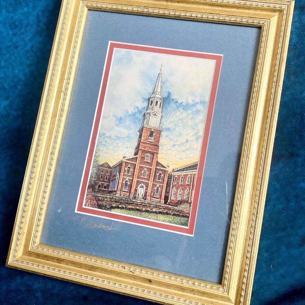 Vintage Wall Art:. T.F. Hermansader Trinity Lutheran Church Singed Gold Frame